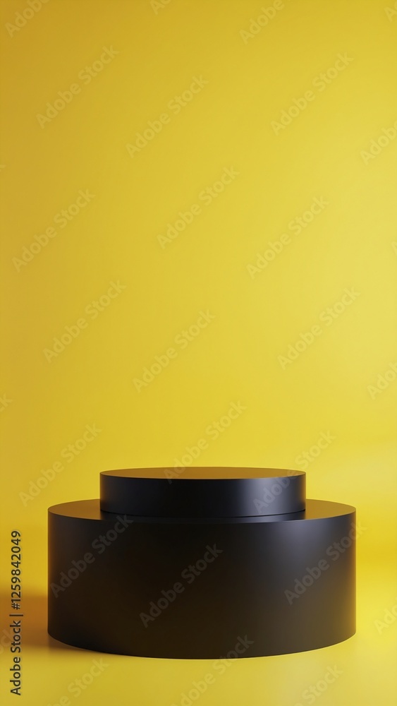 Abstract Pedestal of platform display with modern stand podium on yellow room background. Blank Exhibition stage backdrop or empty product shelf. 3D rendering Abstract Pedestal of platform display with modern stand podium on yellow room background. Blank Exhibition stage backdrop or empty product shelf. 3D rendering