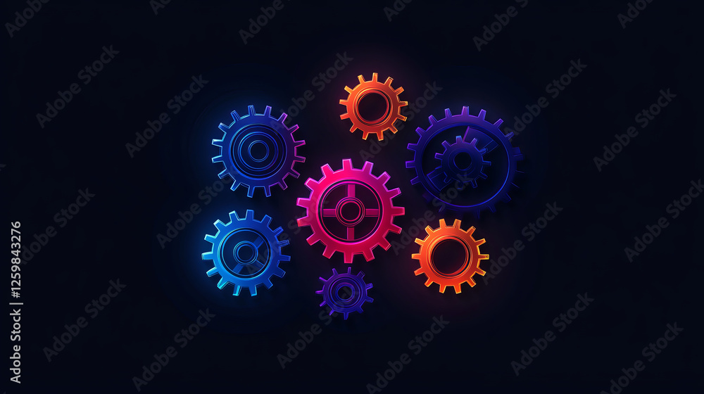 vibrant illustration of colorful gears in motion, showcasing dynamic interplay of design and technology. bright hues create engaging visual experience vibrant illustration of colorful gears in motion, showcasing dynamic interplay of design and technology. bright hues create engaging visual experience