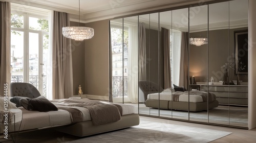 Luxury Mirrored Wardrobe in Modern Bedroom Interior Design