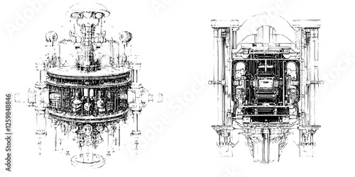 Intricate machinery design showcasing detailed mechanical components and engineering elements from a futuristic perspective