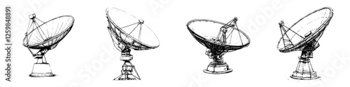 Collection of satellite dishes during daytime showcasing various orientations for signal reception