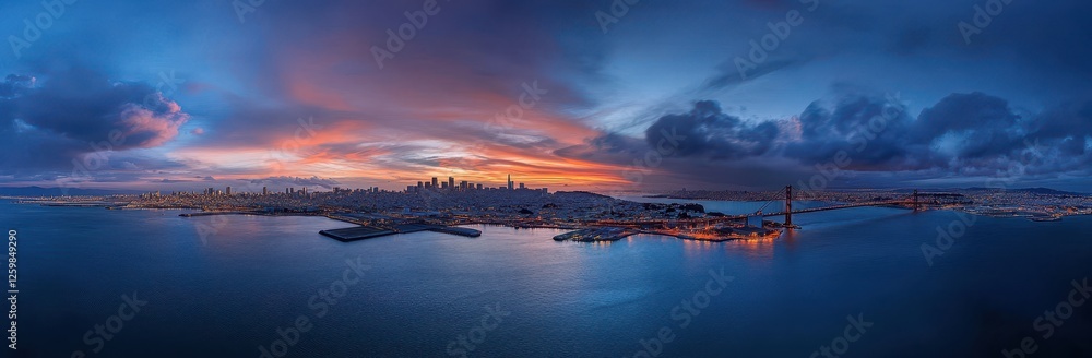 San Francisco Bay Sunrise Panorama San Francisco Bay Sunrise Panorama