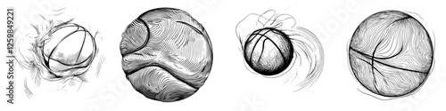 Dynamic basketball motion illustrated with swirling patterns and textures at a sports studio