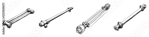 Detailed sketches of mechanical components showcase their design and functionality for engineering applications
