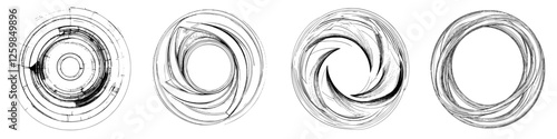 Circular patterns created with ink on paper showcasing varying designs and styles in an artistic exploration