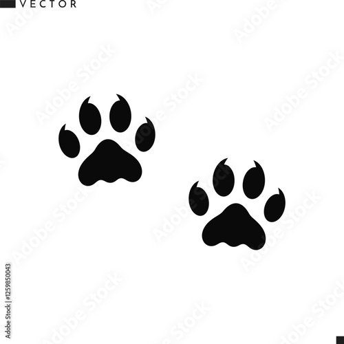 Puma paw prints silhouette. Leopard paw prints icon. Wild animal track   