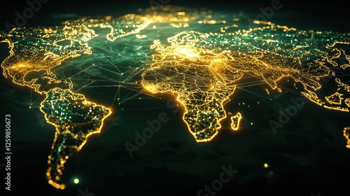 Wallpaper Mural Abstract digital world map glowing with cyber connectivity and security protection layers. Torontodigital.ca