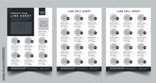  Product Line Sheet Template, Wholesale Template, Product Catalog Layout with 3 page design template