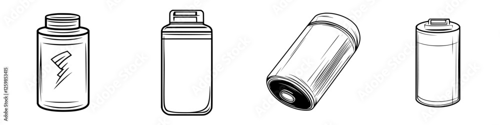 Hand-drawn vector illustration of various container designs for drinks and beverages on a white background Hand-drawn vector illustration of various container designs for drinks and beverages on a white background