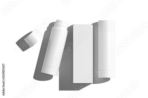Lip balm container tubes with twist bottom and top cap mockup.