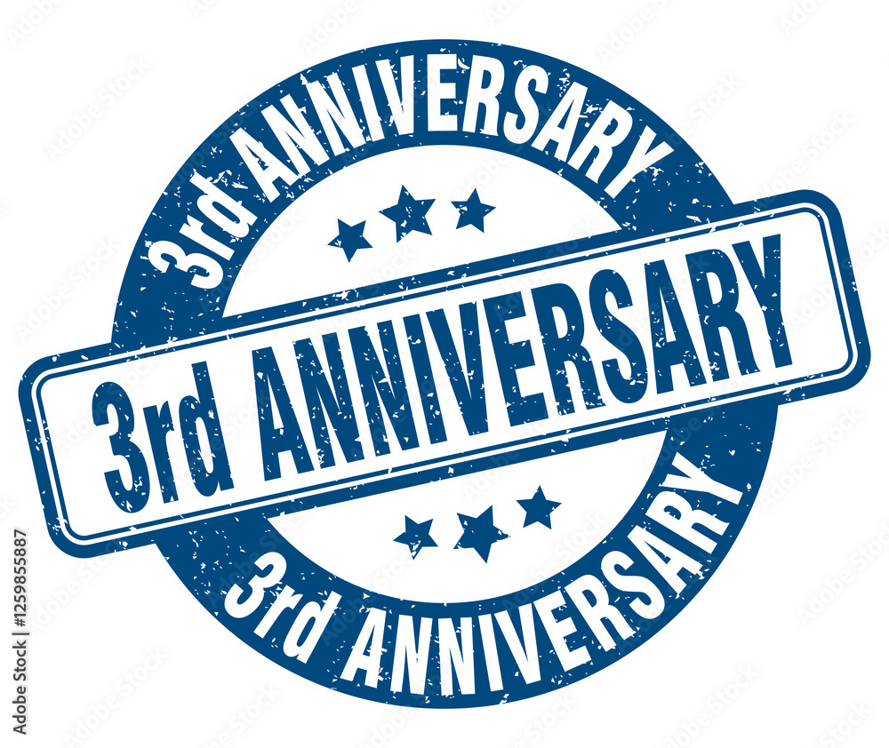 Obraz premium 3rd anniversary stamp. 3rd anniversary label. round grunge sign