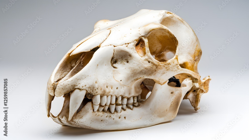 Naklejka premium Detailed rabbit skull showcasing tiny bones and textures in soft lighting