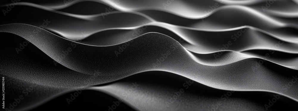 Black Background with Swirling Patterns and Shapes, Banner Template with White Space for Text. Geometric Minimalist Wallpaper with Copy Space on Black Background. Elegant Modern Wallpaper.