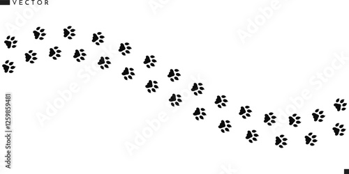 Wild animal paw prints silhouette. Lion paw prints vector illustration. Animal track  