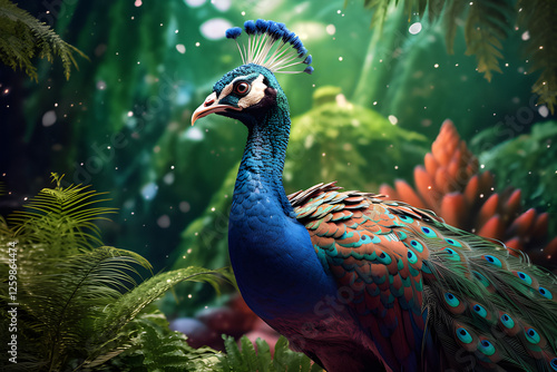 peacock with feathers