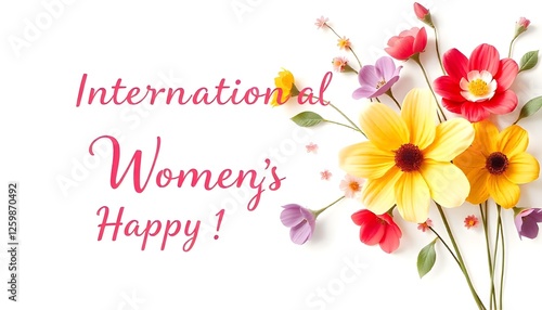 festive banner with abstract colorful flowers on a light background, suitable for International Women's Day, birthdays, and Mother's Day