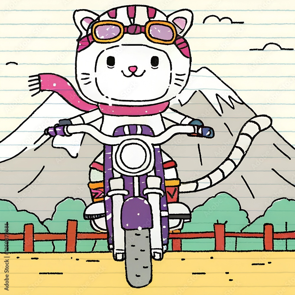 Obraz premium a digital illustration of a cat riding motorcycle