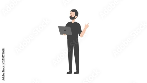 businessman is standing and giving a lecture cartoon animation