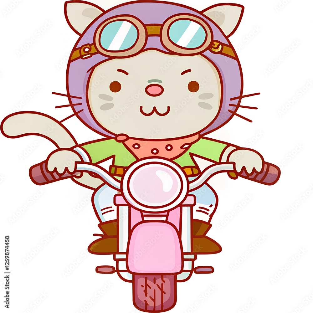 a digital illustration of a cat riding motorcycle a digital illustration of a cat riding motorcycle