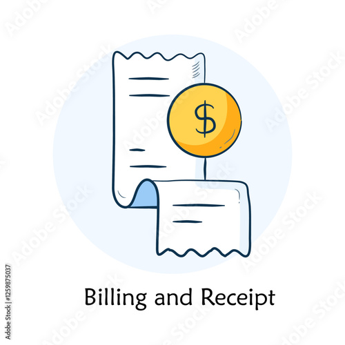 Billing and Receipt Icon – Payment Invoice and Transaction Record - Vector Hand Drawn icon