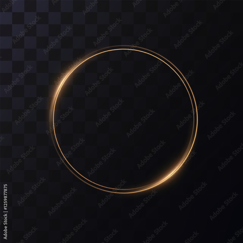 Ring made of gold particles. Shining sparkles. Frame. Vector image of a golden sparkling stardust circle.