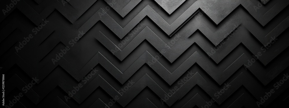 Minimalist abstract zigzag pattern on a black background. Banner template with white space for text, perfect for modern and professional design purposes. Minimalist abstract zigzag pattern on a black background. Banner template with white space for text, perfect for modern and professional design purposes.