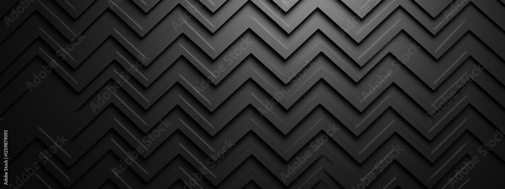 Minimalist zigzag pattern wallpaper on a black background. Banner template with white space for text, perfect for modern and professional design purposes. Minimalist zigzag pattern wallpaper on a black background. Banner template with white space for text, perfect for modern and professional design purposes.