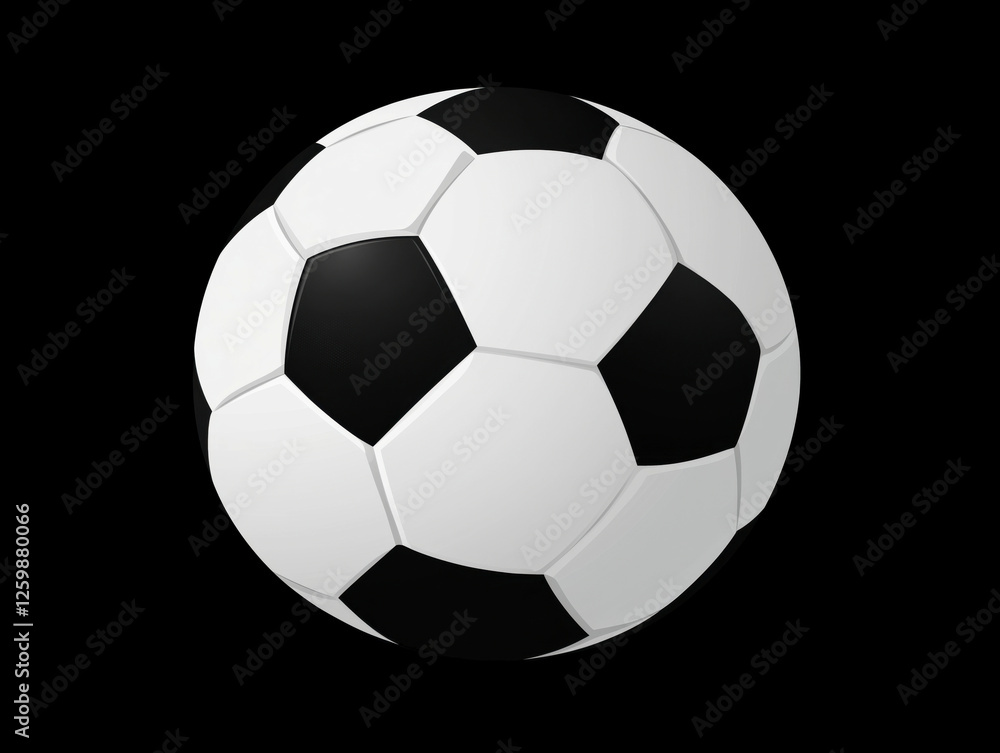Fototapeta premium A classic black and white soccer ball isolated on a black background.