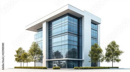 Modern Office Building Exterior On White Background