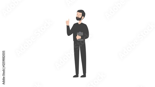 businessman is standing and giving a lecture cartoon animation