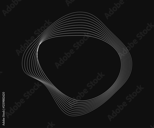 Round curved frame with dynamic wavy stripes