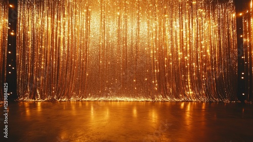 Golden Shiny Curtain-Illuminated background for Photo Studio