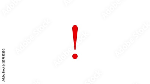 Red exclamation mark animation isolated on white background. Danger, caution, warning, and alert notifications concept.
