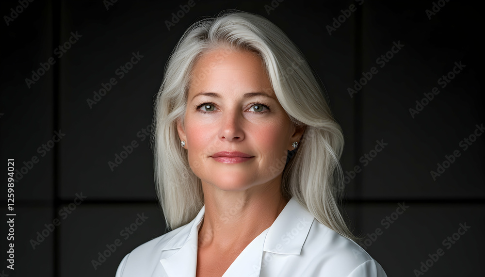 Woman business professional portrait, serious expression, neutral backdrop Woman business professional portrait, serious expression, neutral backdrop