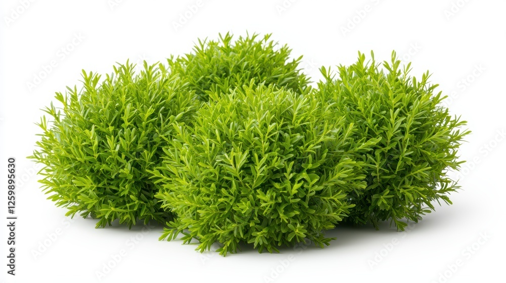 Fototapeta premium Vibrant green shrub isolated on white, a stunning display of natural elegance and beauty