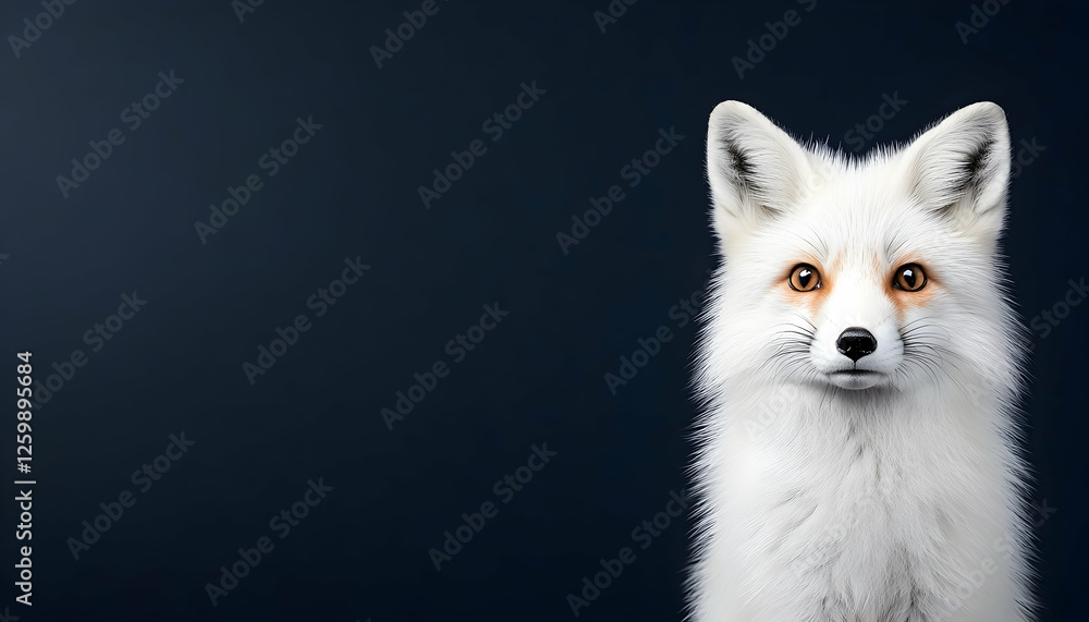 Albino fox portrait against dark background for nature wildlife animal content Albino fox portrait against dark background for nature wildlife animal content