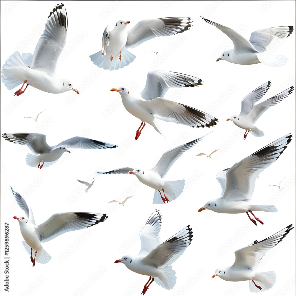 Fototapeta premium seagulls isolated on white background