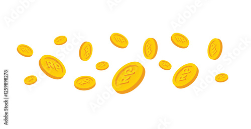 Indonesian rupiah money coin vector illustration fall, rupiah coin isolated on white background