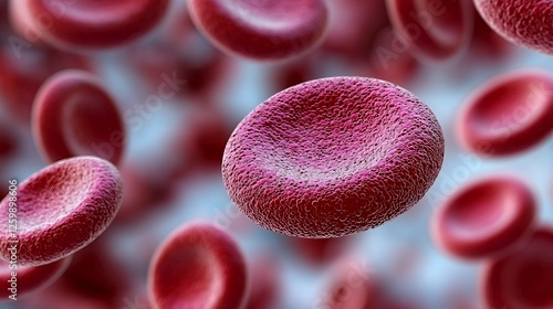 Red Blood Cells Flowing in Close Up View for Medical Research
