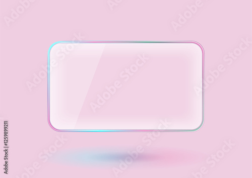 Blue pink pastel glass transparent frame abstract modern design. Vector vibrant background