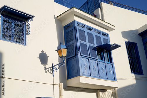 Il caratteristico villaggio di Sidi Bousaid si trova vicino a Cartagine e si distingue per i colori bianco e azzurro delle sue case. Cartagine, Tunisia, Africa del Nord photo