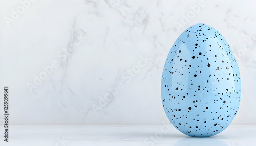 Easter egg sitting for background use on marble surface, holiday season theme photo