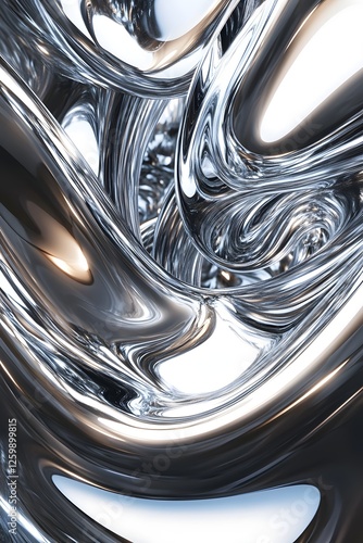 Liquid Chrome Fractals Surreal Metallic Reflections in Endless Looping Patterns Futuristic Abstract