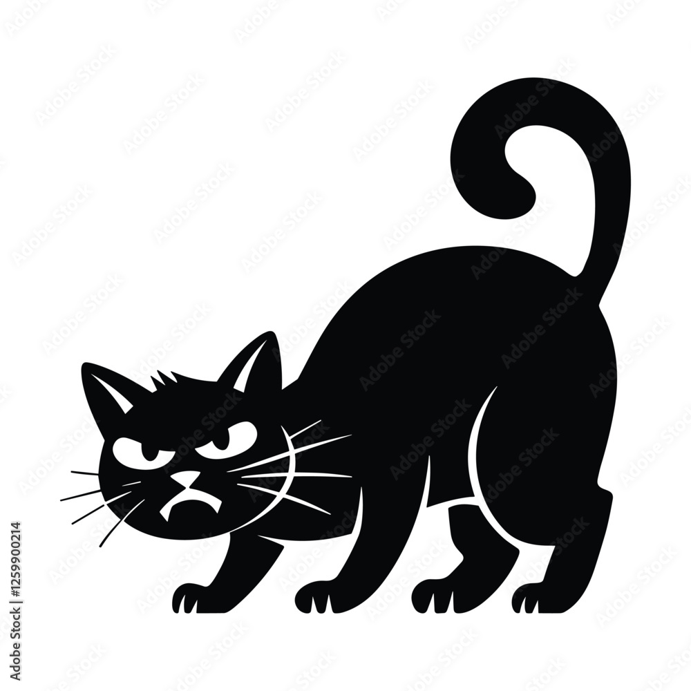 Angry black cat silhouette, perfect for Halloween designs Angry black cat silhouette, perfect for Halloween designs