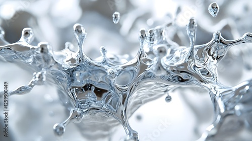 Liquid Chrome Explosion with Dynamic Metal Splashes Frozen in Futuristic Sci-Fi Aesthetic