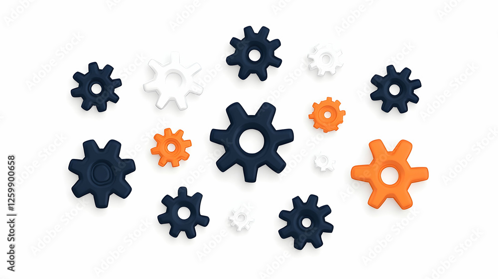 Gears for success, collaboration and engineering lie flat on a white background Gears for success, collaboration and engineering lie flat on a white background