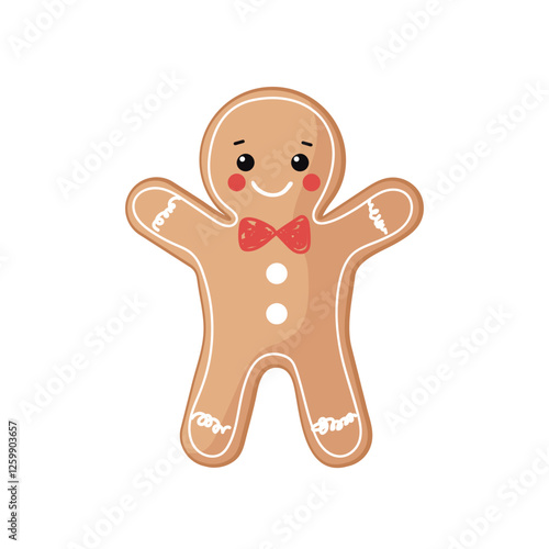 Cute gingerbread man isolated on white background 