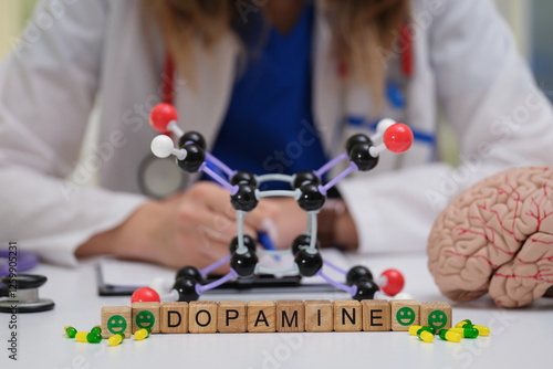 Obraz na płótnie Exploring dopamines details in a clinical setting, emphasizing its critical role in brain function w salonie