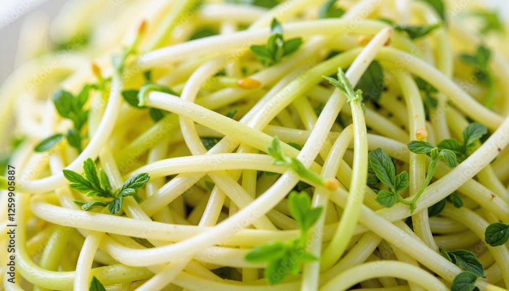 Close-up of Sabzeh sprouts roots intertwined, clinical setting Close-up of Sabzeh sprouts roots intertwined, clinical setting