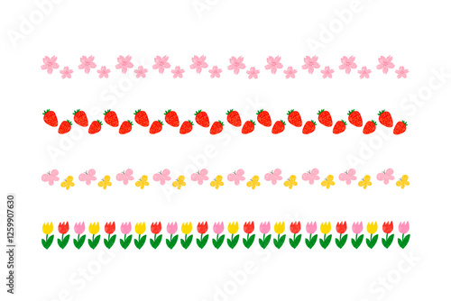手描き　春の飾り罫セット
